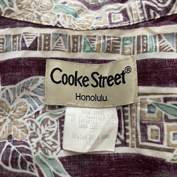 COOKE STREET Honolulu Reverse Print Purple Tropical Aloha Hawaiian Shirt L Large - Picture 4 of 6